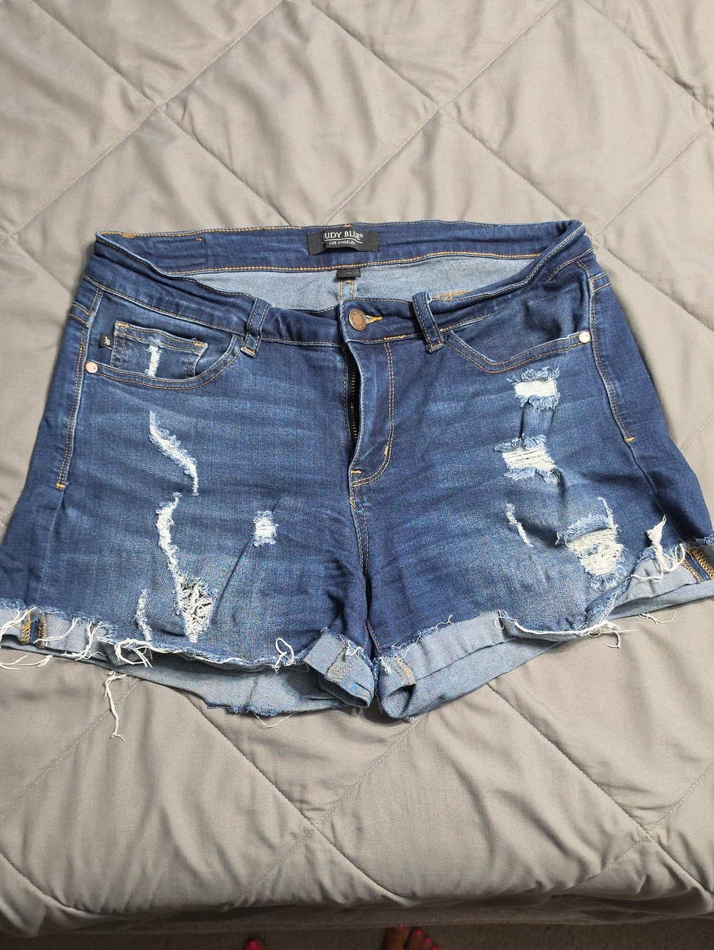 Judy Blue Dark Blue Distressed Denim Cutoff Shorts